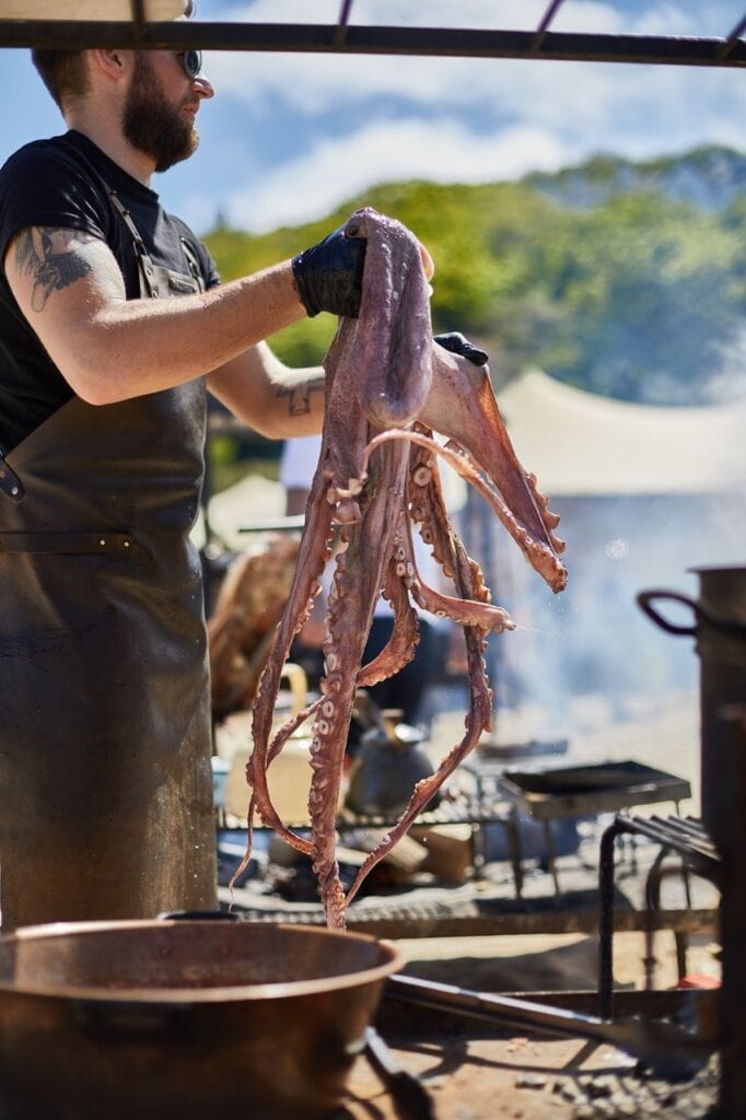 Chef Andrew Tuck Holding Octopus