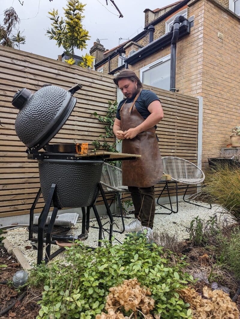 Man Tending BBQ in XL Classic Apron